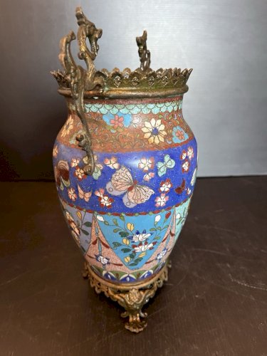 ancien vase chinois en emaux cloisonnés dans son jus chine asiatique