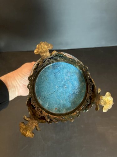 ancien vase chinois en emaux cloisonnés dans son jus chine asiatique