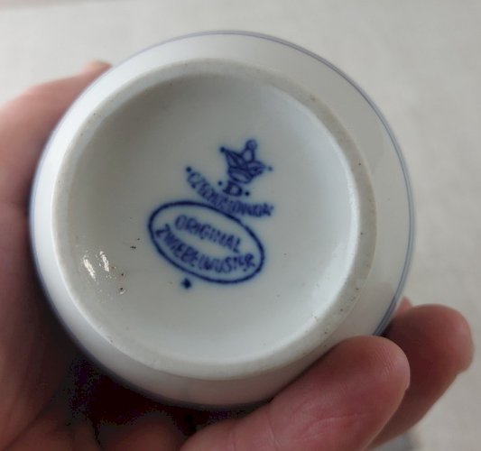 Ancien vase, décor Blue Onion / porcelaine Tchécoslovaquie / Czech