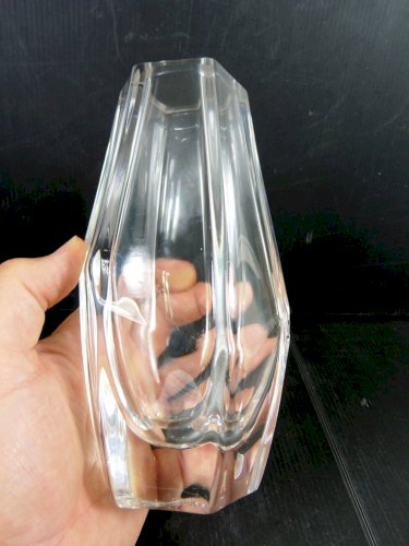 Ancien Vase Design Cristal de Daum Signé TBE H - 18,2 cm