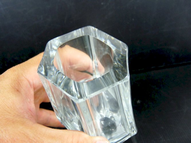 Ancien Vase Design Cristal de Daum Signé TBE H - 18,2 cm