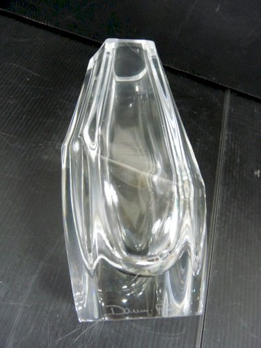 Ancien Vase Design Cristal de Daum Signé TBE H - 18,2 cm