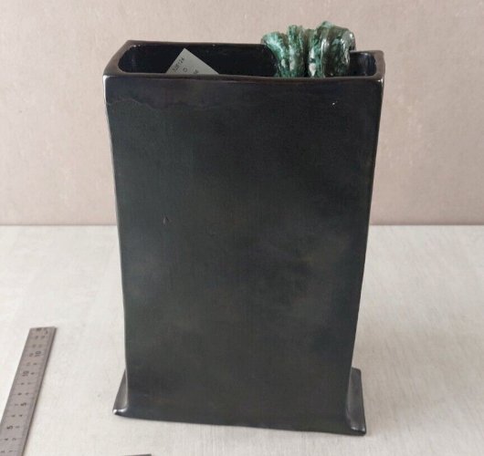 Ancien vase, effet drapé, en céramique, à identifier, JR / JK
