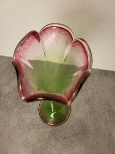 ANCIEN VASE EN CRISTAL MULTICOLORE VERT ROSE