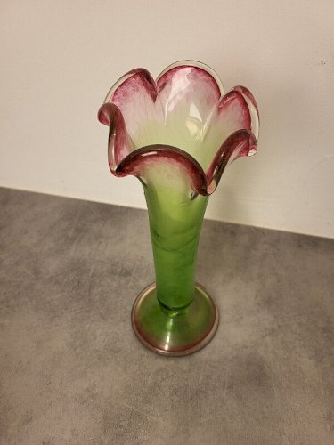 ANCIEN VASE EN CRISTAL MULTICOLORE VERT ROSE