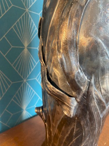 Ancien Vase en étain, rare ,"Metal Juventa Prima" époque art nouveau. Vers 1900.
