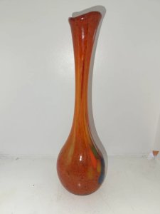 old multicolored glass paste vase in good condition