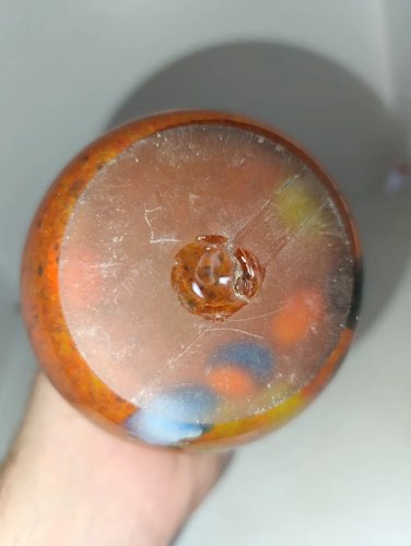 ancien vase en pate de verre multicouleur en bon etat