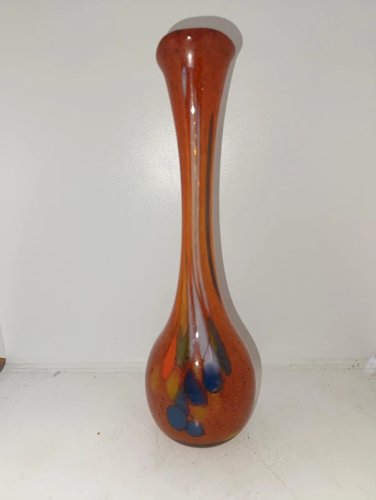 ancien vase en pate de verre multicouleur en bon etat