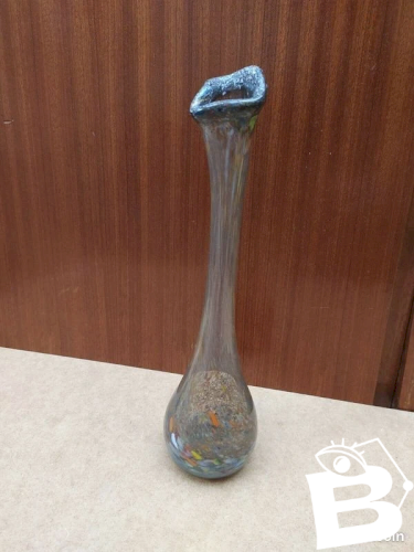 Ancien Vase Soliflore En Pâte De Verre Multi Couleur.en bon état