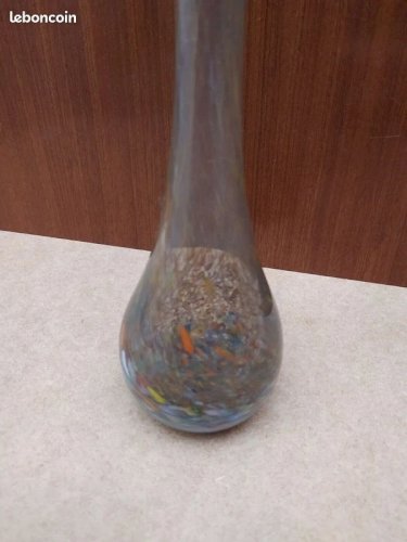 Ancien Vase Soliflore En Pâte De Verre Multi Couleur.en bon état