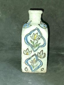ancient Persian vase/flask? Iznik? with floral and fish decoration 19th century? in good condition