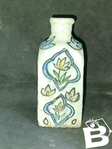 ancien vase/flacon perse? iznik? à decor floral et poisson 19eme? en bon etat