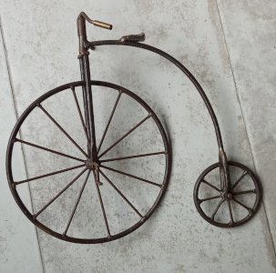 Old Large Penny Farthing Miniature Bicycle Metal Toy Antique