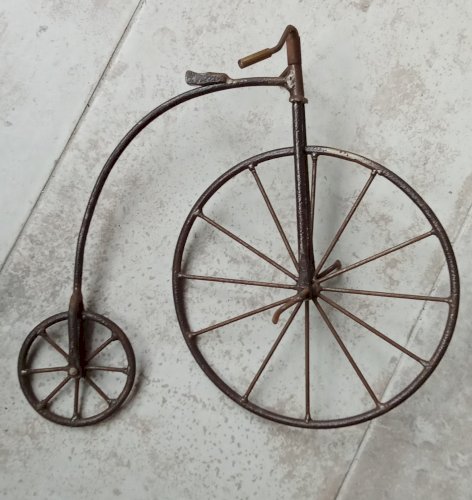 Ancien Vélo Grand Bi Bicyclette Miniature Métal Jouet Ancien Old Toy Bicycle