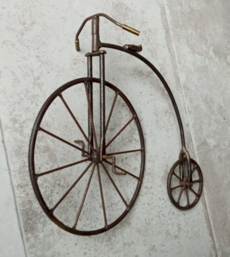Ancien Vélo Grand Bi Bicyclette Miniature Métal Jouet Ancien Old Toy Bicycle