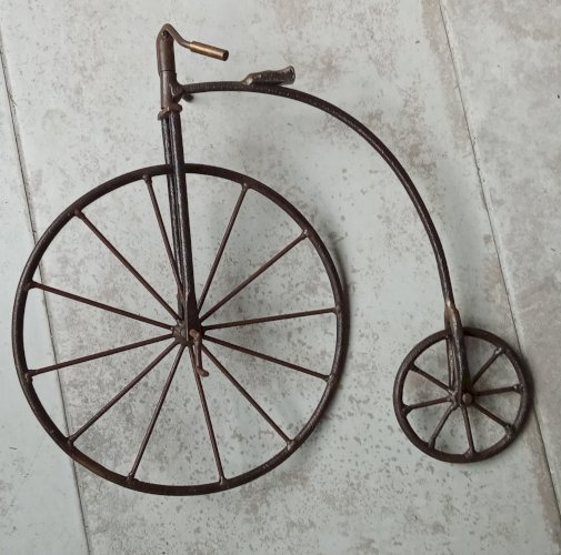 Ancien Vélo Grand Bi Bicyclette Miniature Métal Jouet Ancien Old Toy Bicycle
