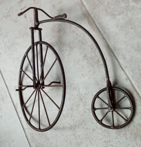 Ancien Vélo Grand Bi Bicyclette Miniature Métal Jouet Ancien Old Toy Bicycle
