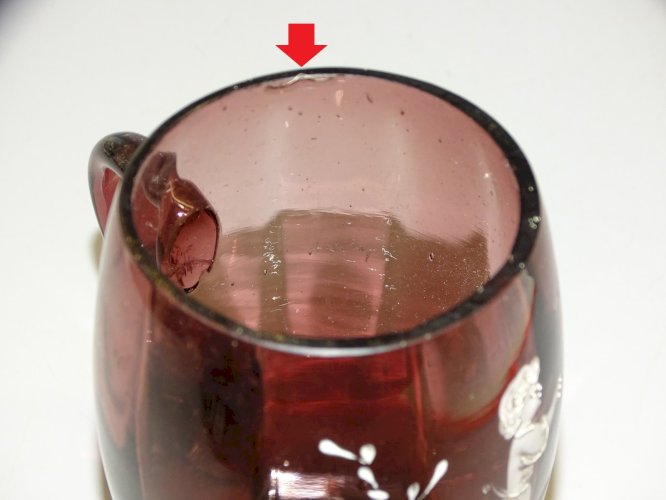 -ANCIEN VERRE PETITE CHOPE MARY GREGORY VERRE COULEUR MAUVE COLLECTION    D