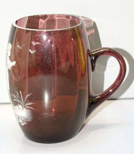 -ANCIEN VERRE PETITE CHOPE MARY GREGORY VERRE COULEUR MAUVE COLLECTION    D