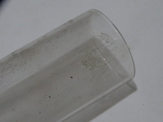 -ANCIEN VERRE POUR LAMPE A PETROLE MARQUE PYREX 15' JUS DE GRENIER COLLECTION  D