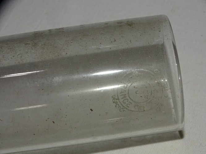-ANCIEN VERRE POUR LAMPE A PETROLE MARQUE PYREX 15' JUS DE GRENIER COLLECTION  D