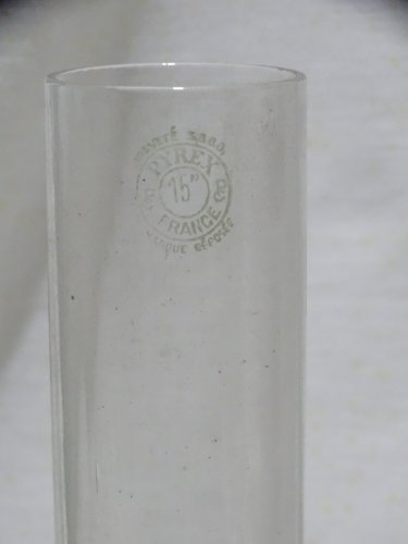 -ANCIEN VERRE POUR LAMPE A PETROLE MARQUE PYREX 15' JUS DE GRENIER COLLECTION  D