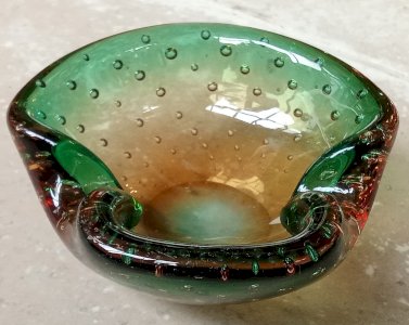 Ancien Vide Poche Cendrier Coupe Coupelle Verre Bullé Design old ashtray