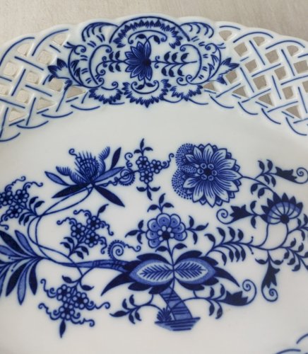 Ancien vide poche, décor Blue Onion / en porcelaine de Tchécoslovaquie / Czech