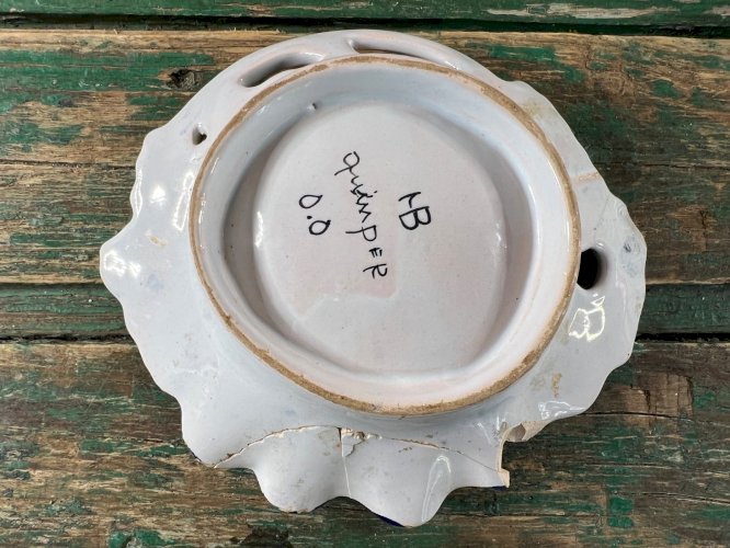 Ancien vide-poche Quimper HB Henriot faïence bretonne peint main décor breton