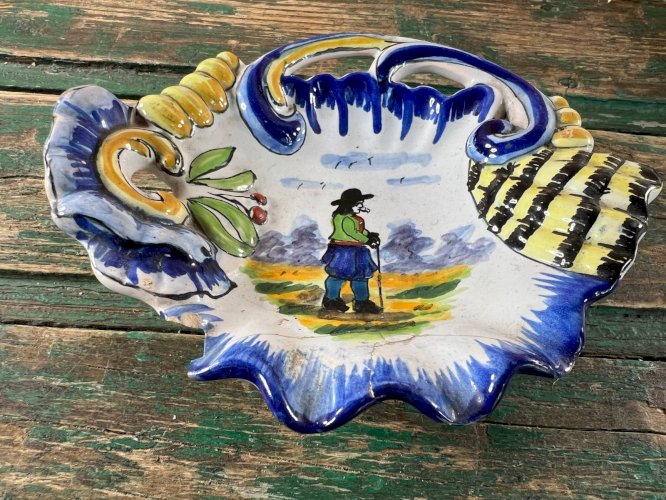 Ancien vide-poche Quimper HB Henriot faïence bretonne peint main décor breton