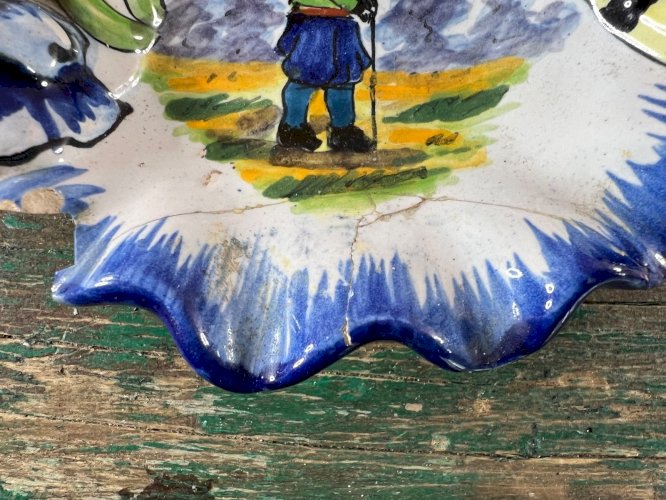 Ancien vide-poche Quimper HB Henriot faïence bretonne peint main décor breton