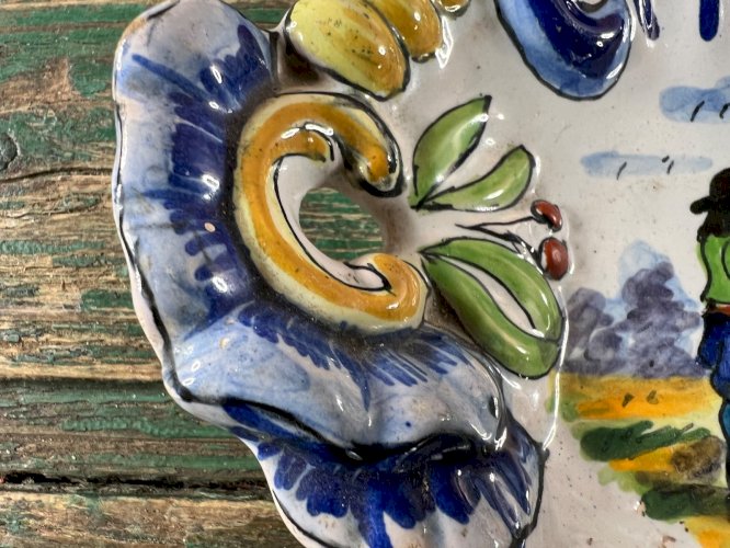 Ancien vide-poche Quimper HB Henriot faïence bretonne peint main décor breton