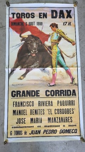 ANCIENNE AFFICHE DE CORRIDA 3 AOUT 1980 DAX