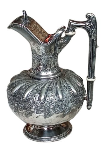 Ancienne Aiguière Carafe Métal Argenté Art De La Table Ancien Décor Floral