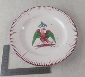 Old plate, decorated with a crowned eagle, Les Islettes