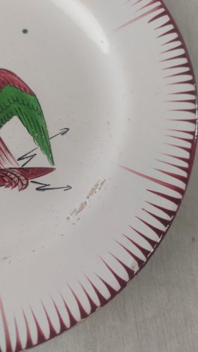 Ancienne assiette, décor à l'aigle couronné, Les Islettes ^