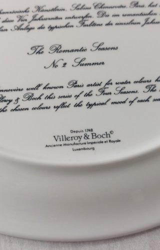 Ancienne assiette décor été, Les saisons romantiques, céramique Villeroy & Boch