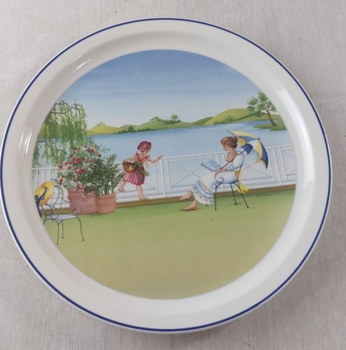 Ancienne assiette décor été, Les saisons romantiques, céramique Villeroy & Boch