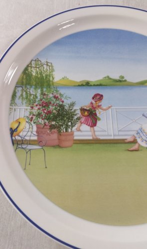 Ancienne assiette décor été, Les saisons romantiques, céramique Villeroy & Boch