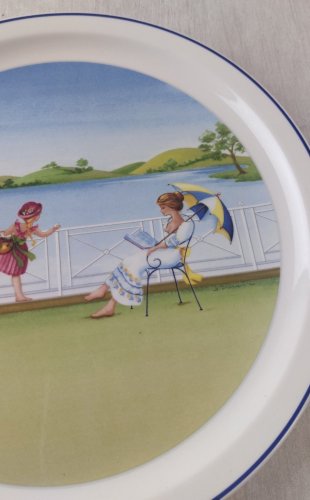 Ancienne assiette décor été, Les saisons romantiques, céramique Villeroy & Boch