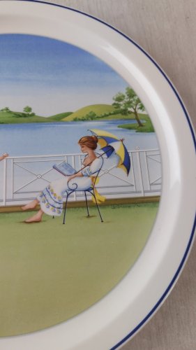 Ancienne assiette décor été, saisons romantiques, en céramique Villeroy & Boch