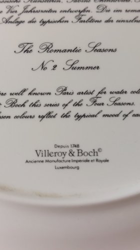 Ancienne assiette décor été, saisons romantiques, en céramique Villeroy & Boch