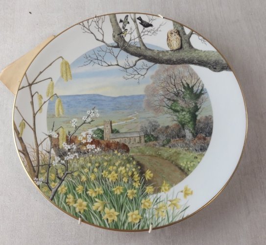 Ancienne assiette décor mars, en céramique Royal Worcester Franklin