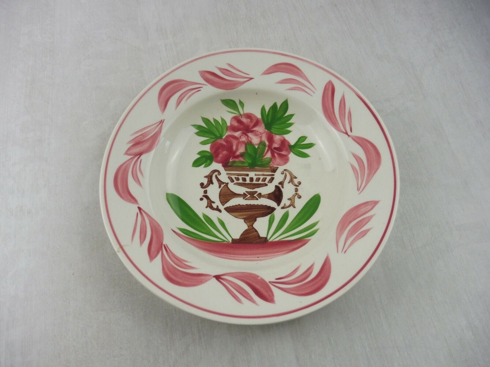 Grande Soucoupe En Faïence Sarreguemines – Décor Floral – Diamètre 27,5 Cm – Ancienne