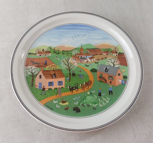 Ancienne assiette, décor printemps, Naïf Laplau, en céramique de Villeroy & Boch