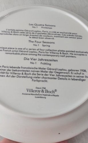 Ancienne assiette, décor printemps, Naïf Laplau, en céramique de Villeroy & Boch