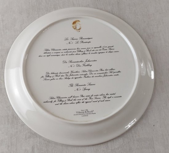 Ancienne assiette décor printemps, saisons romantiques, céramique Villeroy Boch