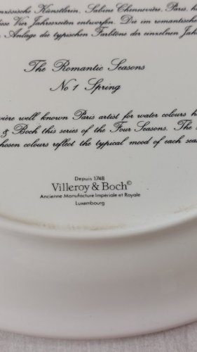Ancienne assiette décor printemps, saisons romantiques, céramique Villeroy Boch
