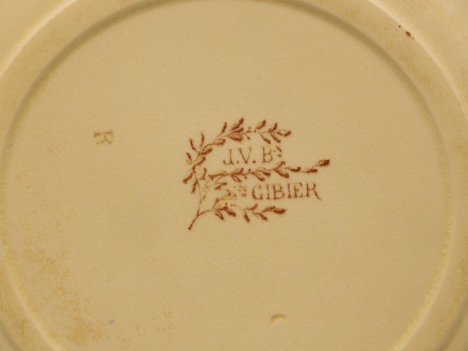 -ANCIENNE ASSIETTE DESSERT JULES VIEILLARD Bordeaux Service GIBIER Déco LIEVRE D